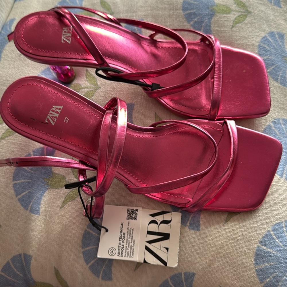 Zara Pink Strappy Women's Sandals - Picture 2 of 6